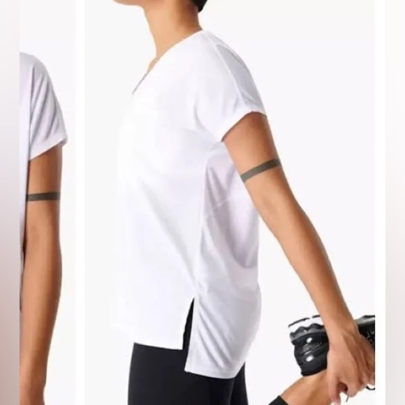 NWT,Sweaty Betty Boyfriend V-Neck Workout Tee-Shirt, White,Gym T-Shirt,Size XXL - Picture 2 of 9